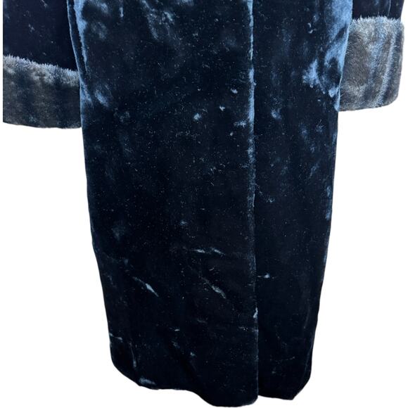 Boulevard East Faux Fur‎ Coat Black Beaver Trim Long Vintage Size Small 6-8 - Picture 11 of 13